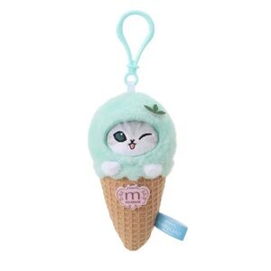 BNIB 10cm Miniso Mofusand Cat in Ice Cream Cone Plush Doll Keychain